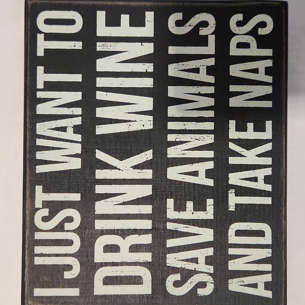 Primitives by Kathy Black and White Wine Lover's Sign
